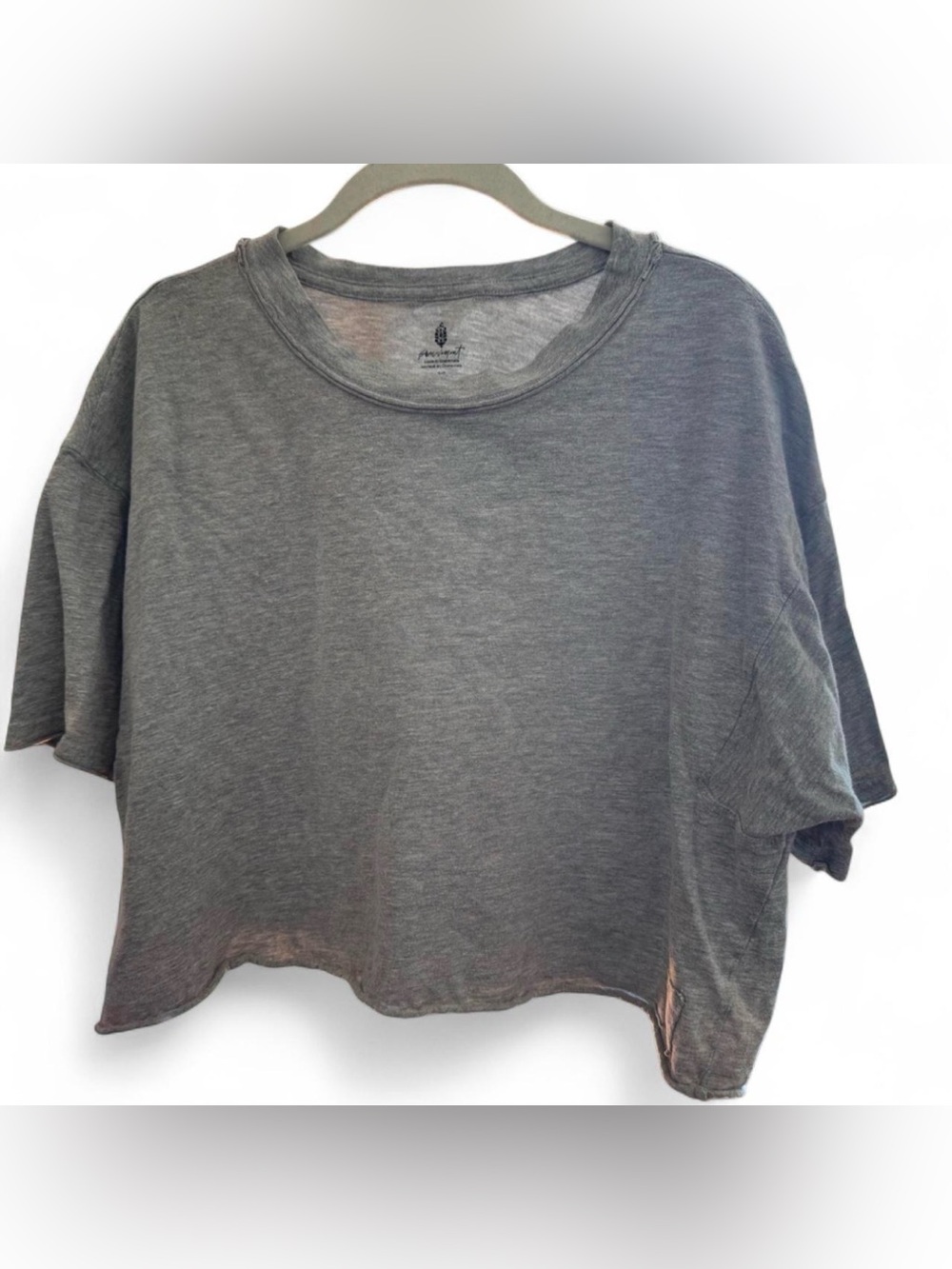 Free People Gray Cropped Tee